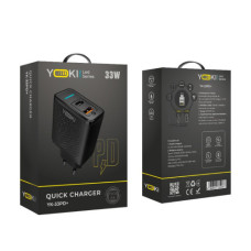 Мережевий зарядний пристрій Yoki Led Series YK-33PD+QC 33W (Чорний)