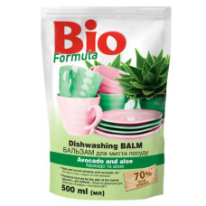 Bio Formula бальзам д/миття посуду дой-пак 500мл авокадо/алоє