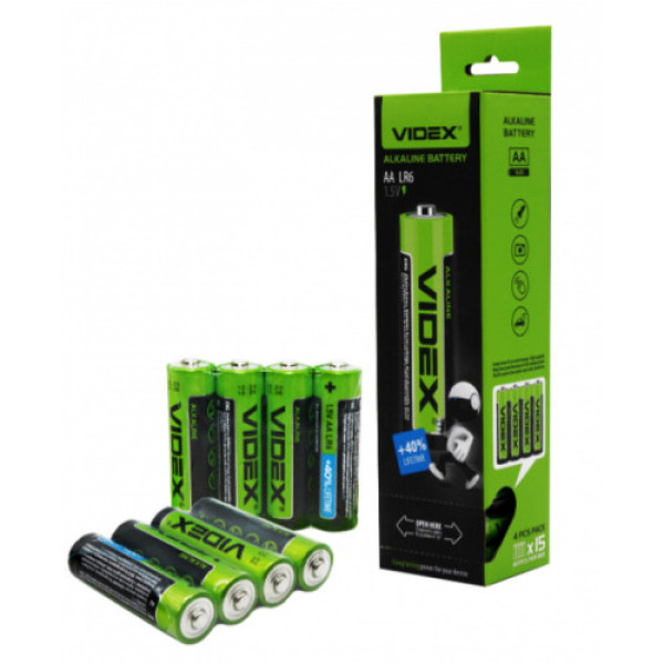 Батарейка Videx Alkaline АА R6 (пальчикова) 1,5В Зелена 1шт. (60)