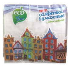 Серветки паперові 1шар.Eco Line  40шт білі