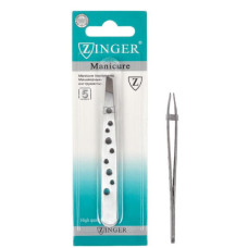 Пінцет скошений "Zingko Classic" сталь, з дірочками 9,5 см X1-14