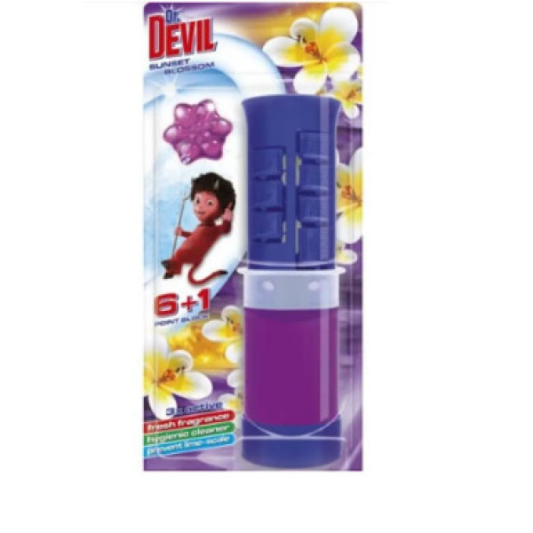 Dr.DEVIL 3 in 1 WC Point Block Sunset Blossom 45 ml 6+1/Туалетний точковий блок Квітковий захід/10