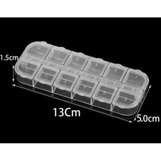 Пластиковий органайзер для бісеру, намистин, дрібниць 13*5*1,1см 12 комірок