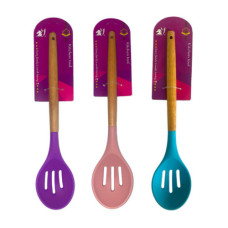 Ложка сітка силікон з дерев'яною ручкою