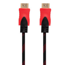 Кабель HDMI- HDMI 1.4V 5m (Тканинний провід) (Чорно-Червоний)