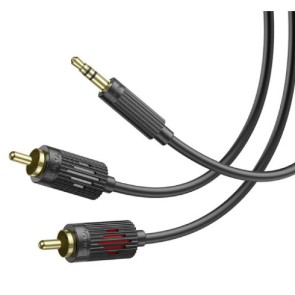 Кабель Aux Hoco UPA28 AUX 3.5 to dual RCA 1.5m (Чорний)