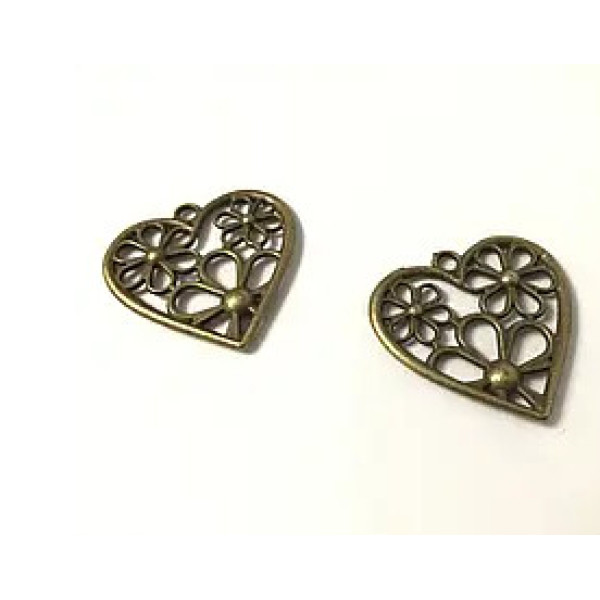 Металеві підвіски. Серце. Колір антична бронза. 28х28мм