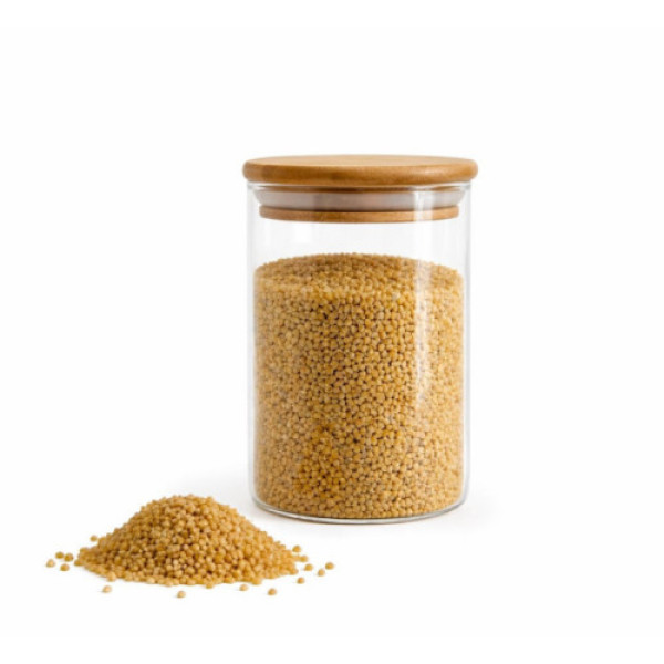 Банка з бамбуковою кришкою 10*15см