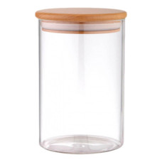 Банка з бамбуковою кришкою 10*15см