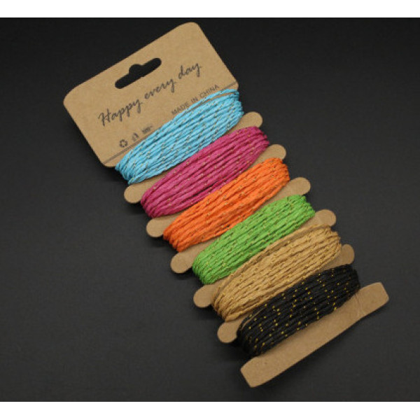 Мотузка джут натуральна кольорові 5м "6 кол."