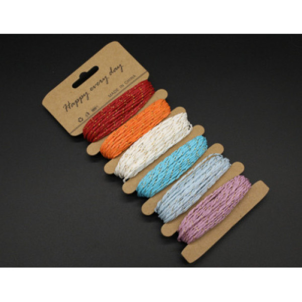 Мотузка джут натуральна кольорові 5м "6 кол."