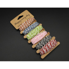 Мотузка джут натуральна кольорові 5м "6 кол."