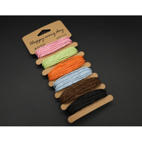 Мотузка джут натуральна кольорові 5м "6 кол."