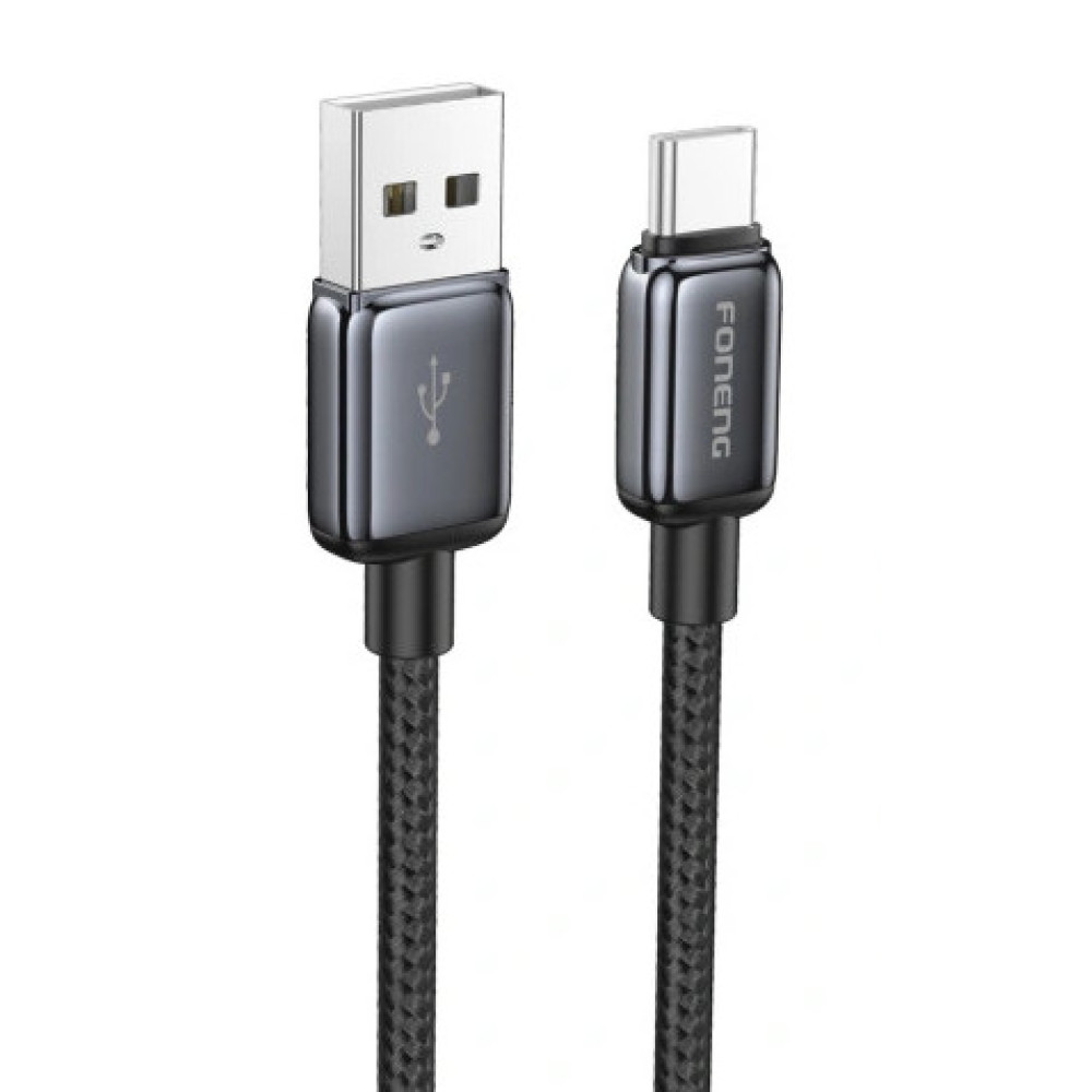 Кабель Foneng X119 1M Zinc Alloy Head Braided Cable (18W) Type-C чорний