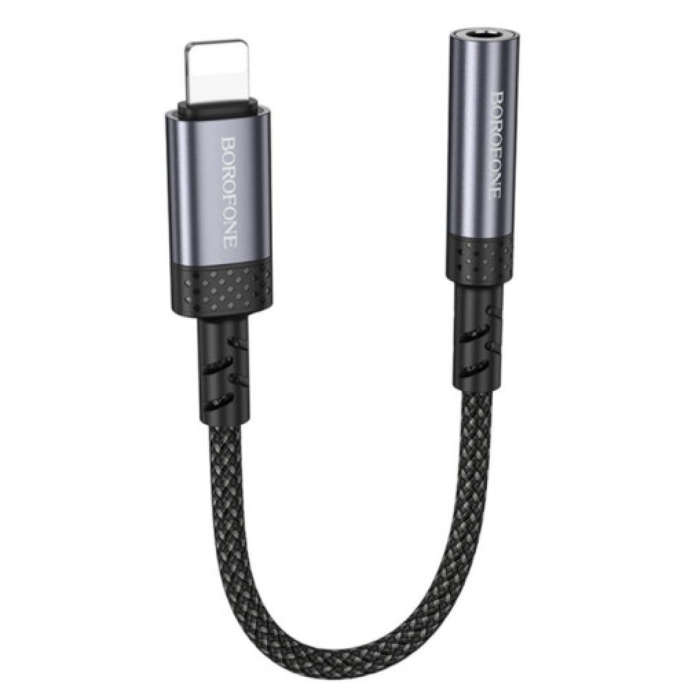 Перехідник Borofone BV24 iP to AUX 3.5mm (female) 15cm (Сiрий)