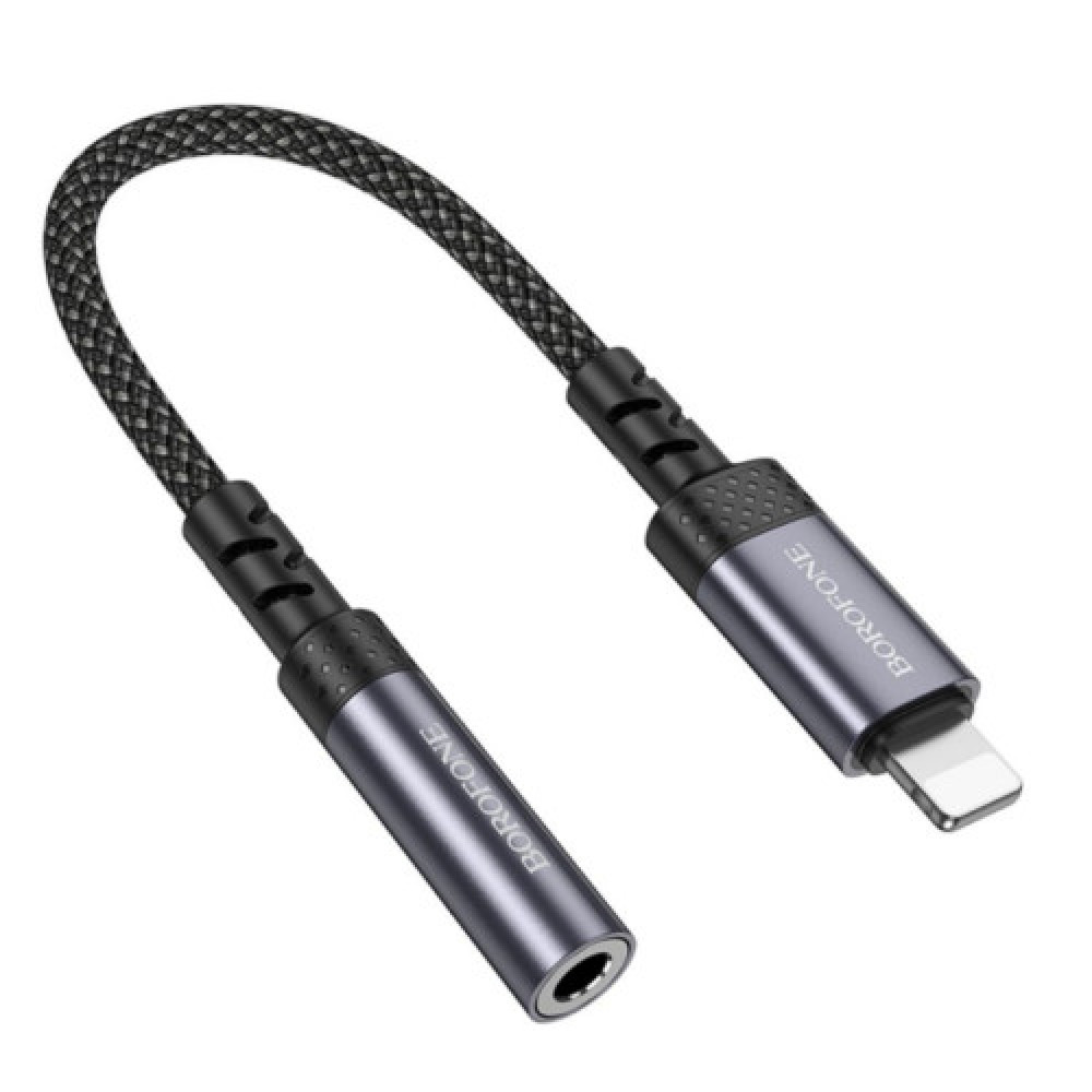 Перехідник Borofone BV24 iP to AUX 3.5mm (female) 15cm (Сiрий)
