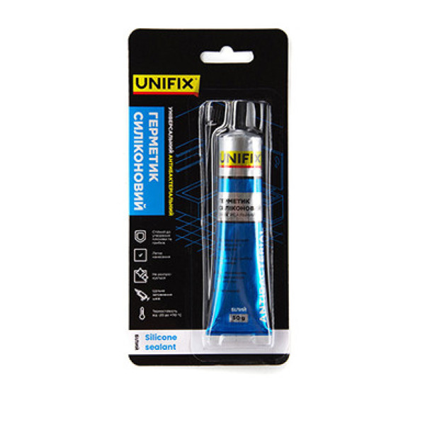 Герметик силіконовий універсальний антибактеріальний (білий) тюбик 50мл UNIFIX 951262