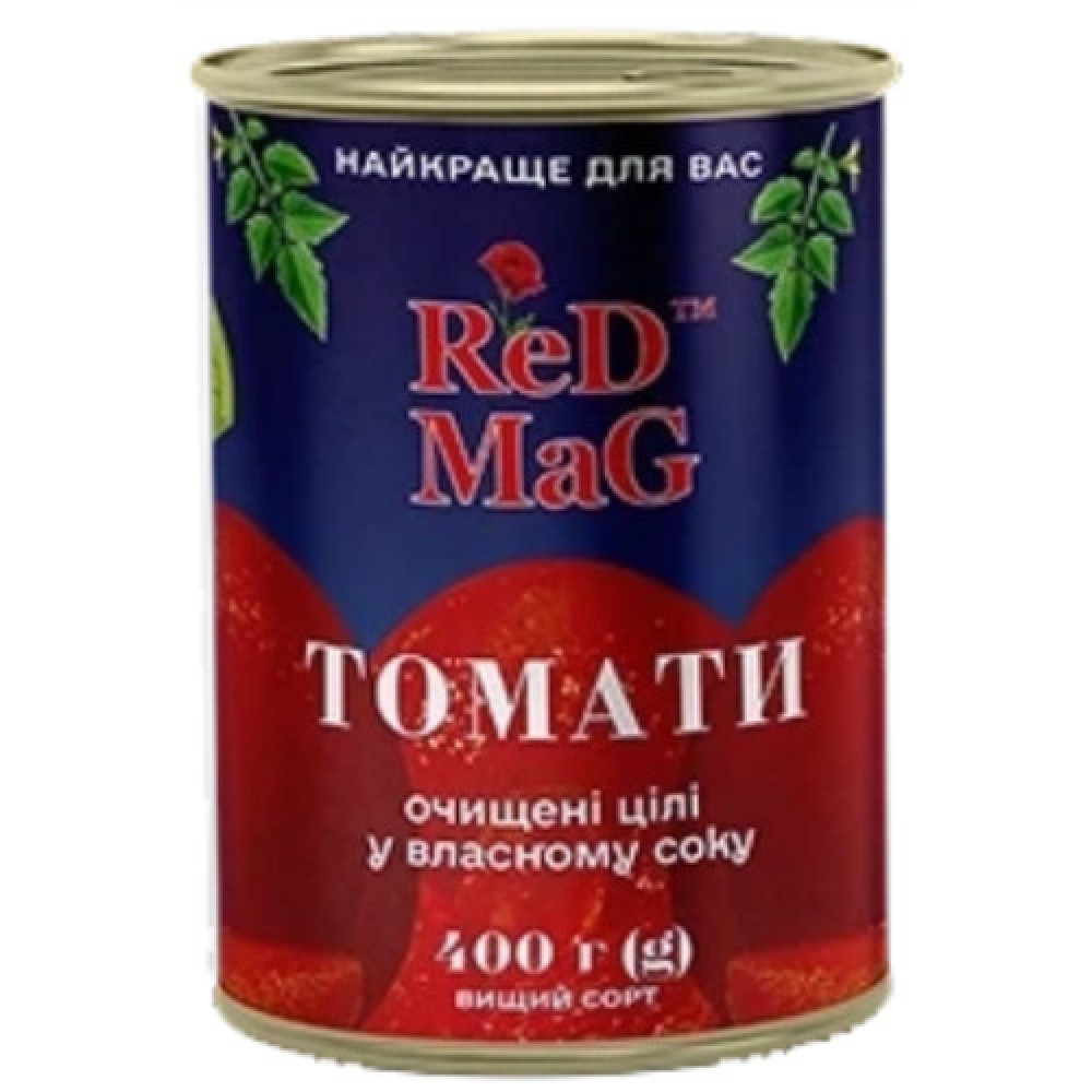 Томати очищені цілі у власному соку 400г вищий сорт Red Mac (24)