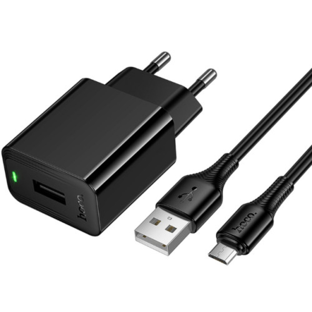 Мережевий Зарядний Пристрій Hoco CS91A 1USB 2.1A+USB to Micro (Чорний)