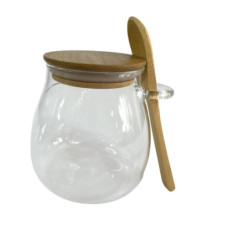 Банка з бамбуковою кришкою і ложкою 450мл. мал.(9*10)см