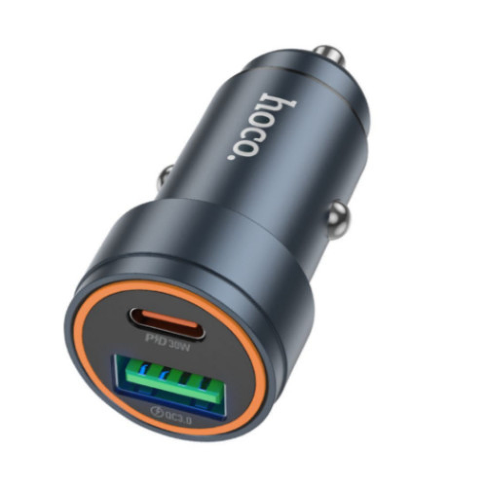 Автомобільний Зарядний Пристрій Hoco Z57A 1USB/1USB-C PD30W/QC3.0 (Сiрий)