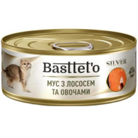 Basttet'o для котів SILVER Мус з лососем та овочами жб 85 г 492553
