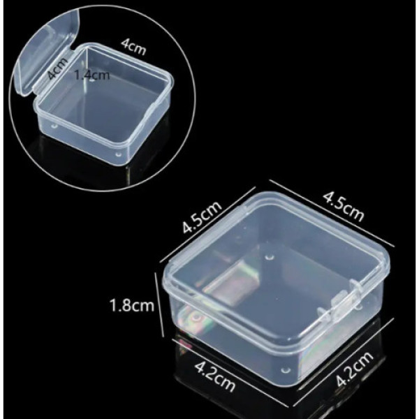 Контейнер для бісеру, намистин / 4,5*4,5*1,9 / Квадрат / Прозорий