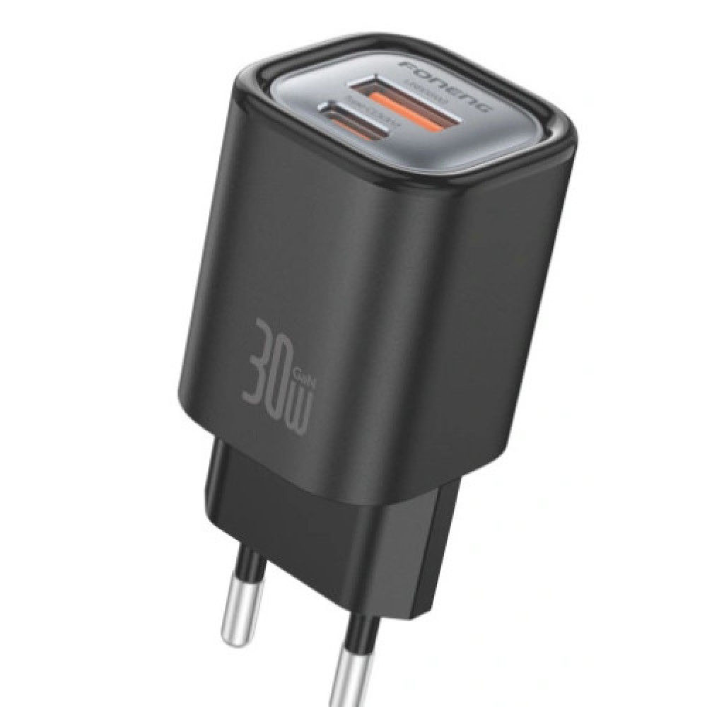 Мережевий Зарядний Пристрій Foneng EU71 A+C 2-Port GaN Charger (PD30W) чорний