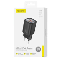 Мережевий Зарядний Пристрій Foneng EU71 A+C 2-Port GaN Charger (PD30W) чорний