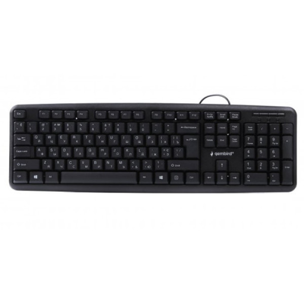 Клавіатура Gembird KB-U-103-UA, стандартна розкладка, USB, українська розкладка, чорний колір