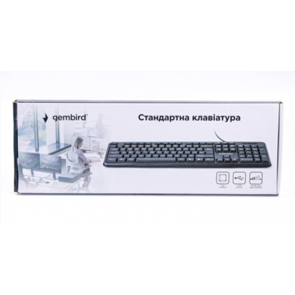 Клавіатура Gembird KB-U-103-UA, стандартна розкладка, USB, українська розкладка, чорний колір