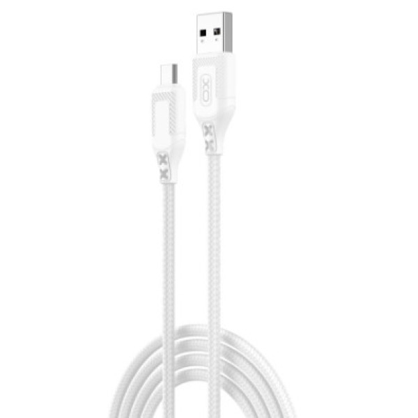 Кабель USB XO NB235 Zebra series Braided 2.4A Micro (Бiлий)