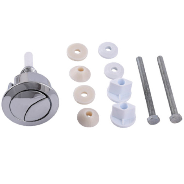 Комплект арматури для зливного бачка з боковою подачею води 1/2″ та двома режимами зливу АБк2-01