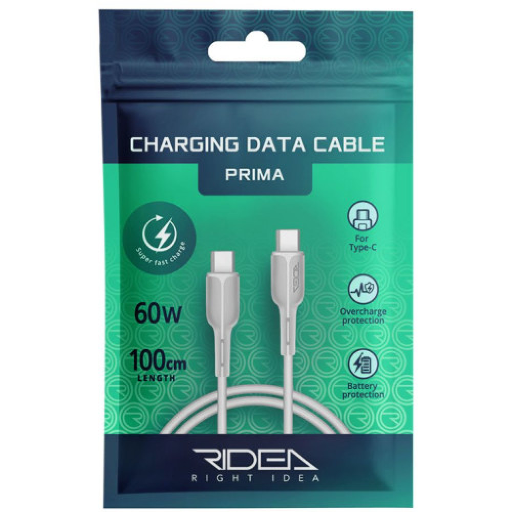 Кабель USB Ridea RC-M221 Prima 60W Type-C to Type-C (Білий)