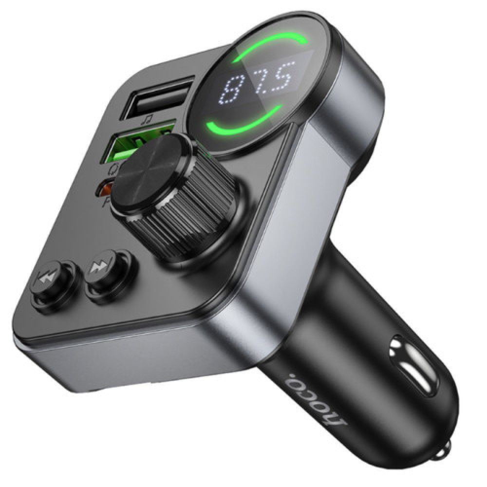 FM-трансмітер Hoco E86 USB-C PD30W+USB-A QC18W/TF/BT5.4 Total 48W (Чорний)