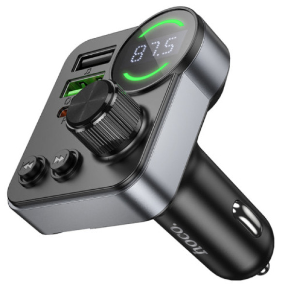 FM-трансмітер Hoco E86 USB-C PD30W+USB-A QC18W/TF/BT5.4 Total 48W (Чорний)