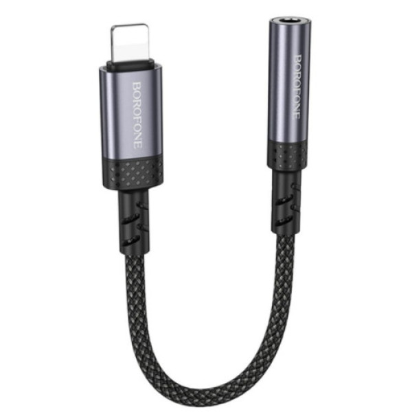 Перехідник Borofone BV24 iP to AUX 3.5mm (female) 15cm (Сiрий)