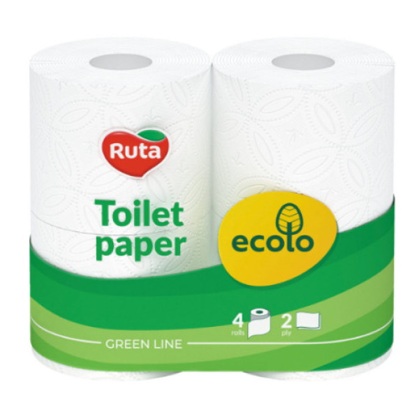 Папір туалетний "Ecolo" 4рул 2ш білий