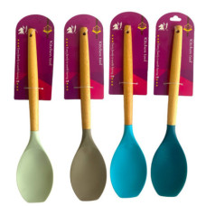 Лопатка кухонна силікон дерев'яна ручка 31,5*6,5см