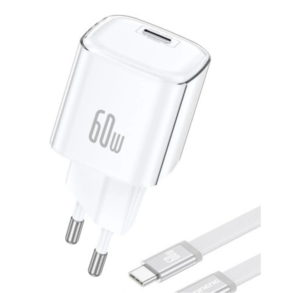 Мережевий Зарядний Пристрій Foneng Max40-EU USB-C GaN Charger (60W) Type-C to Type-C білий