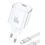 Мережевий Зарядний Пристрій Foneng Max40-EU USB-C GaN Charger (60W) Type-C to Type-C білий