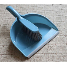 Віник з совком, синій-сірий