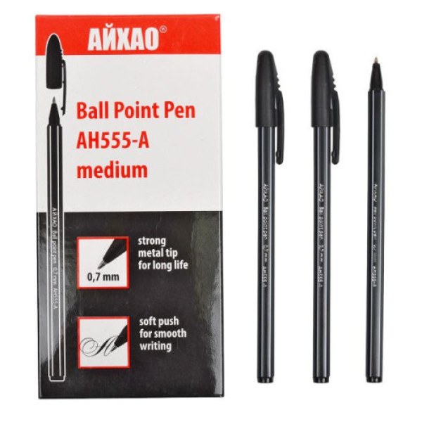 Ручка 555 чорна полосата АЙХАО Original 50614