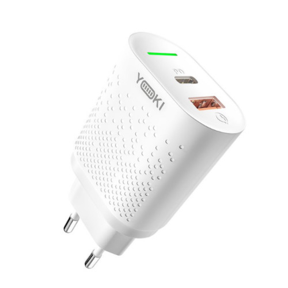 Мережевий зарядний пристрій Yoki Led Series YK-20PD+QC 20W (Бiлий)