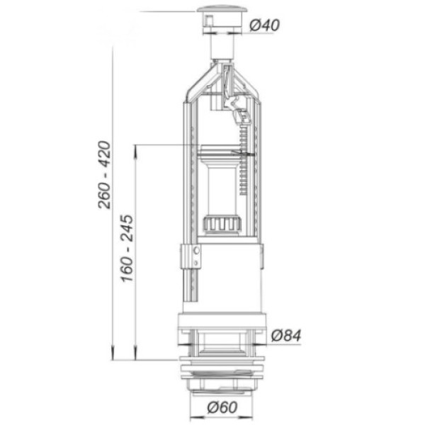 Комплект арматури для зливного бачка з нижнею подачею води 1/2 ″ та одним режимом зливу СТОП АБк-10