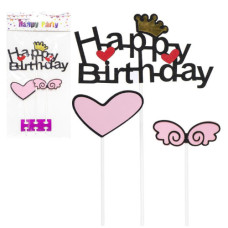 Прикраси - топер для торта Happy Birthday серце 87-5