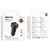 Автомобільний Зарядний Пристрій Borofone BZ34B 1USB QC18W/1USB-C PD20W Total 38W (Чорний)