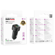 Автомобільний Зарядний Пристрій Borofone BZ34B 1USB QC18W/1USB-C PD20W Total 38W (Чорний)