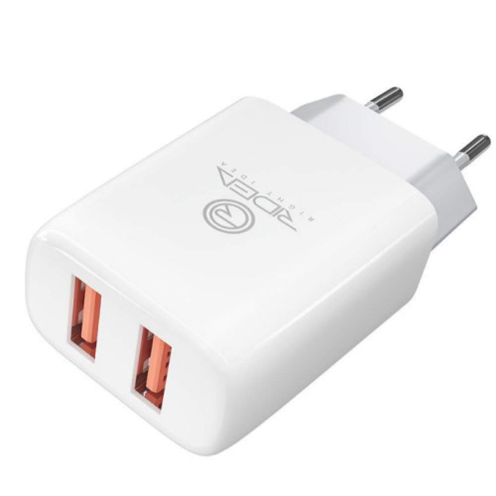 Мережевий Зарядний Пристрій 2USB 2.1 A Ridea RW-21011 Element Duo (Бiлий)