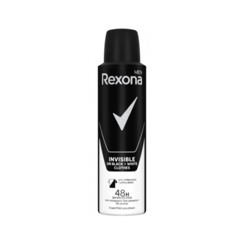 Дезодорант-антиперспірант для чоловіків Rexona Невидимий на чорному і білому, 150 мл